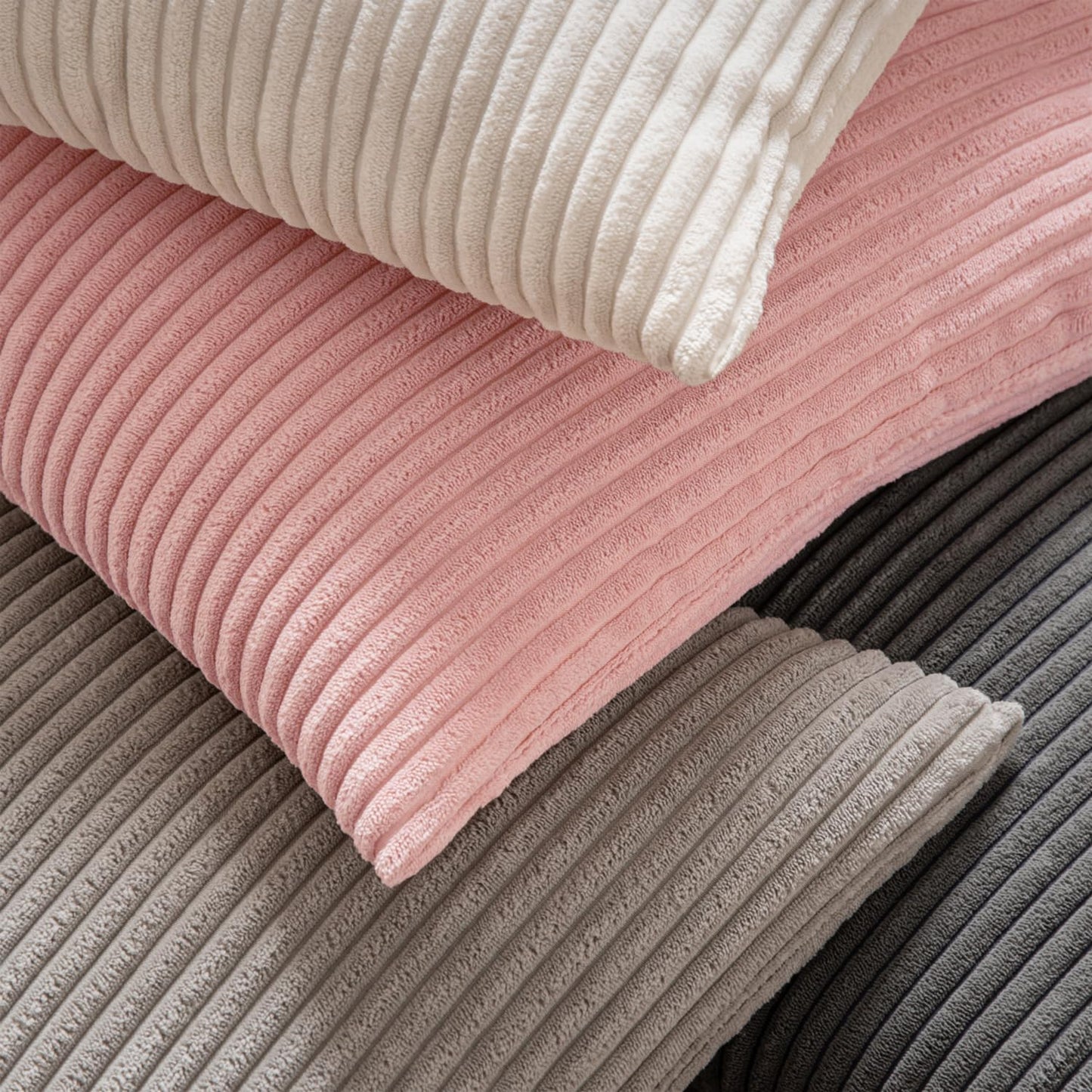 MIULEE Decorative Corduroy Pillow Covers Soft Solid Pack of 2 Cushion Cases Boho Square Throw Pillow Covers Pink Cute Pillowcases for Couch Chair Sofa Bed Living Room Home Decor 18 x 18 Inch