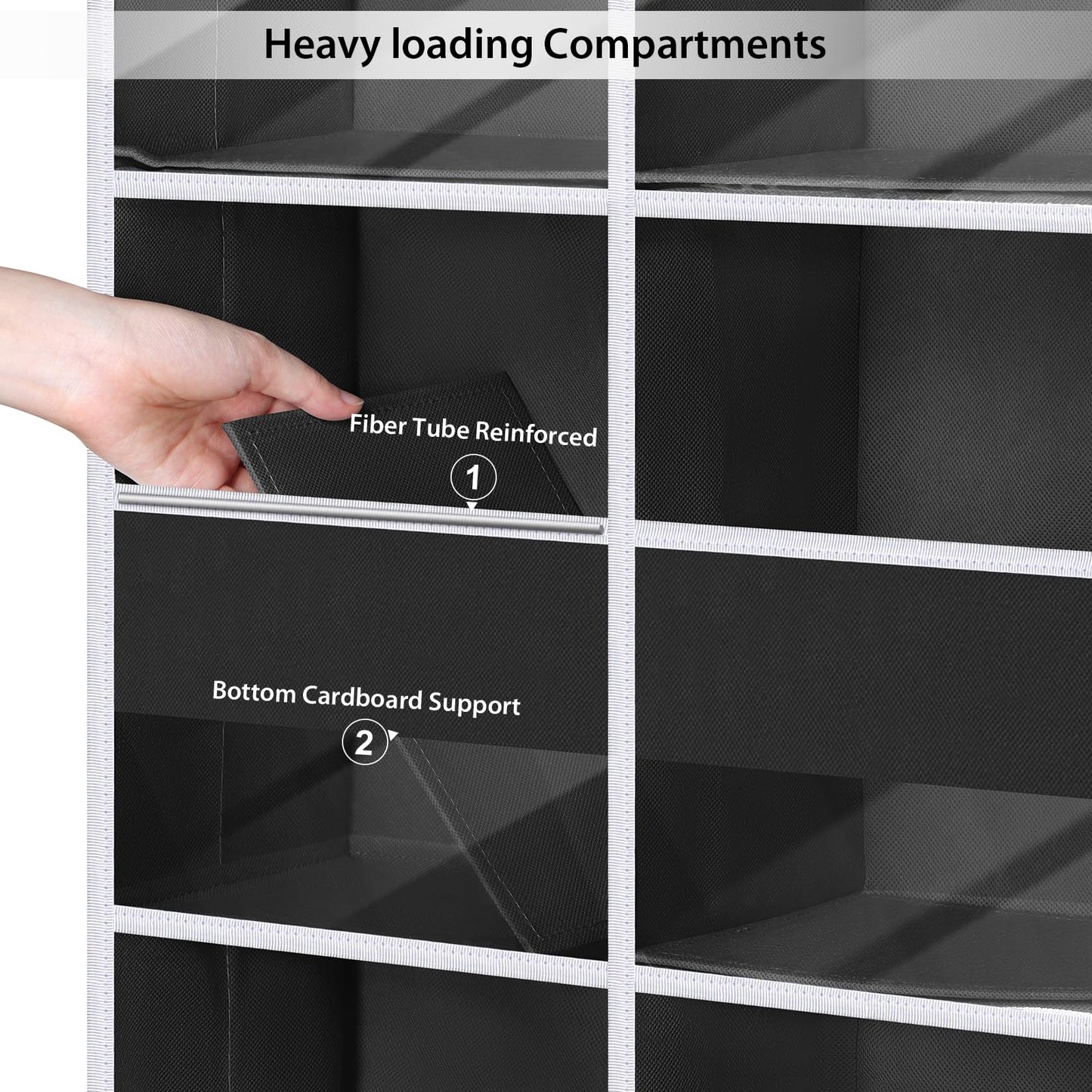 Univivi 5-Shelf Over Door Hanging Organizer Fabric Door Storage for Baby Nursery Nursery Closet Cabinet Wall Mount Hanging Storage Organizers with 8 Deep Pockets and 4 Small PVC Pockets(Black)