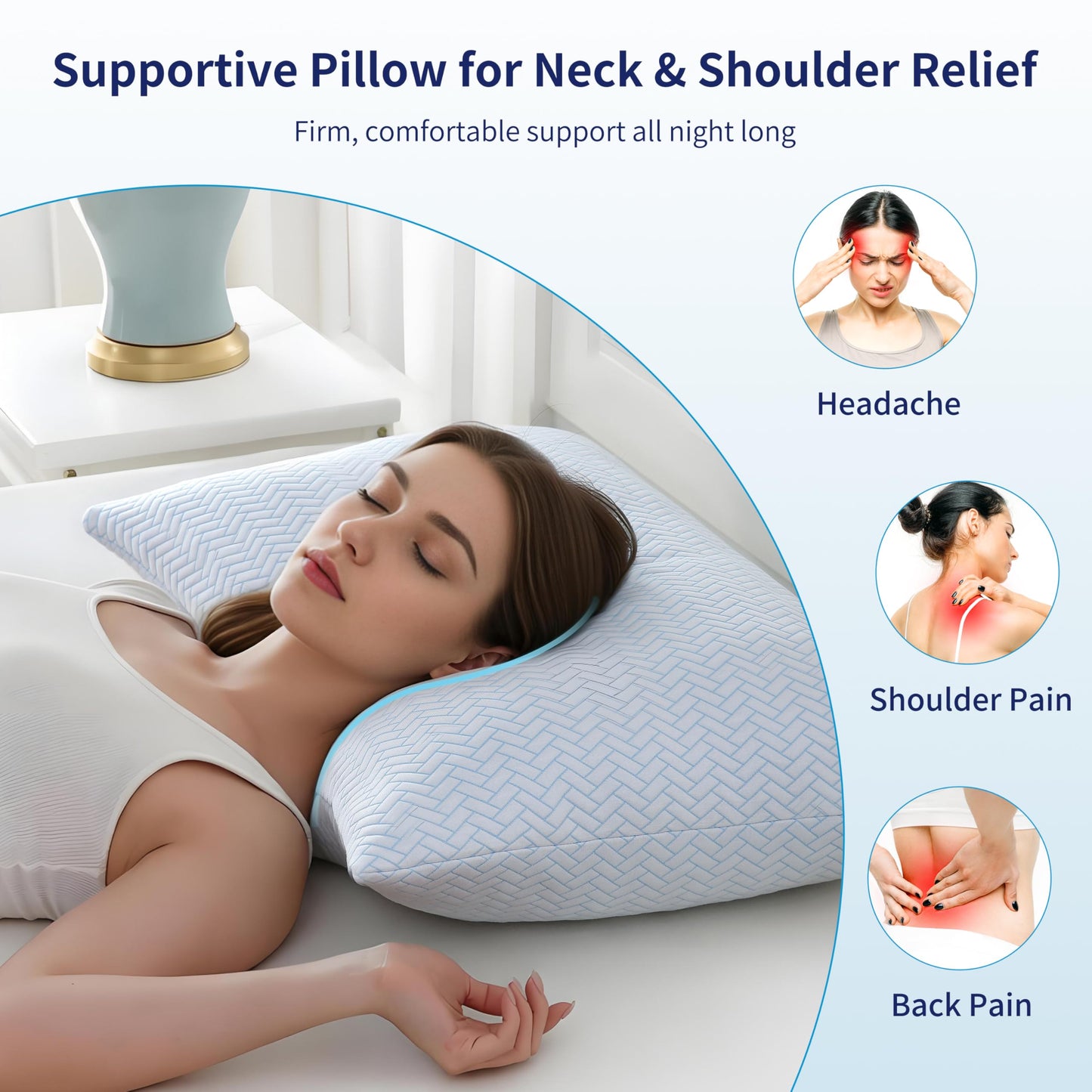 DOWNCOOL Cooling Pillow Queen Size Set of 2, Adjustable Shredded Memory Foam Pillows for Sleeping, Cool Bed Pillows for Hot Sleepers, Supportive Firm Pillow for Side Back Stomach Sleepers, 20"X30"