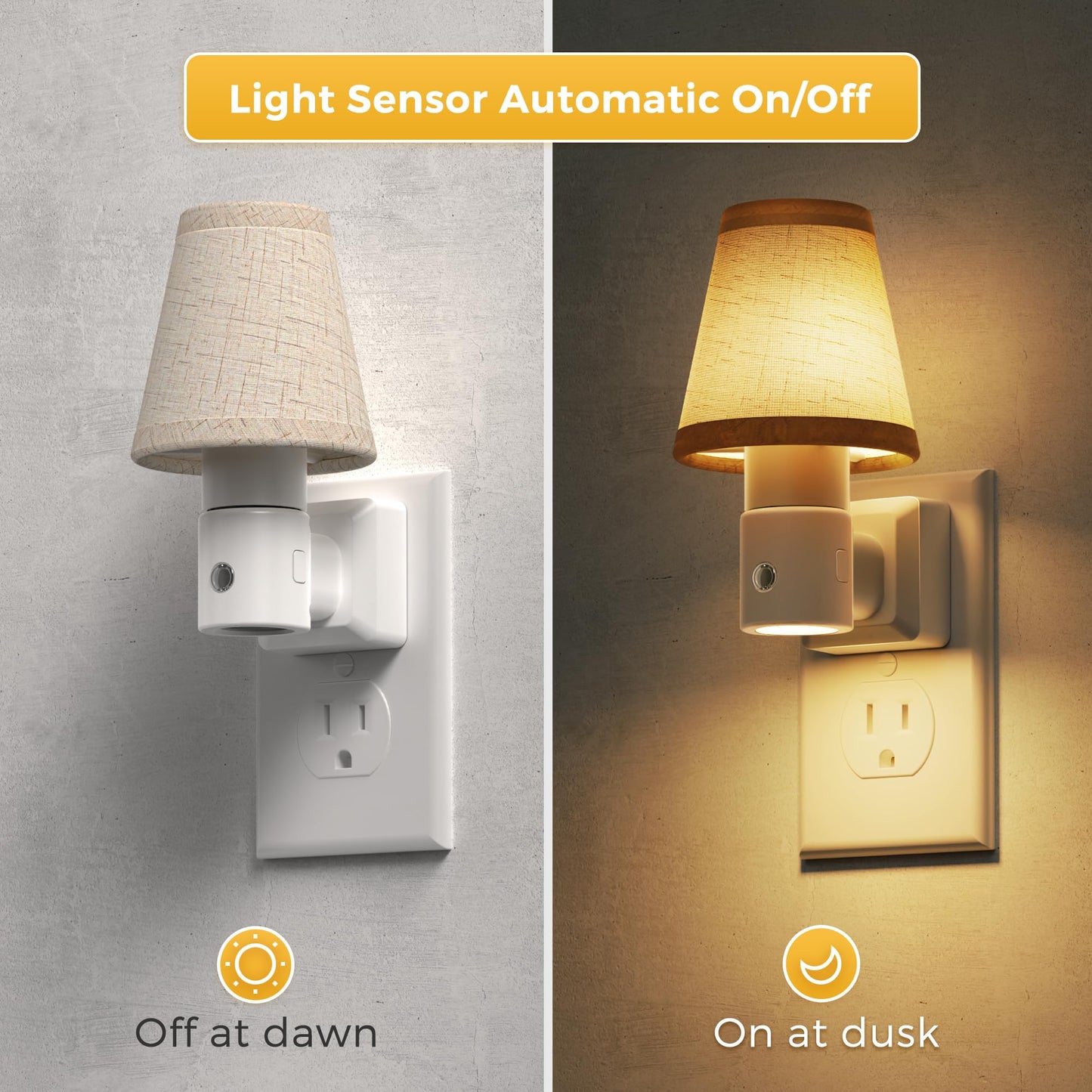 L LOHAS LED Rotating Night Lights Plug into Wall, [3 Pack] Soft Warm Nightlight with Light Sensor for Bathroom Kitchen