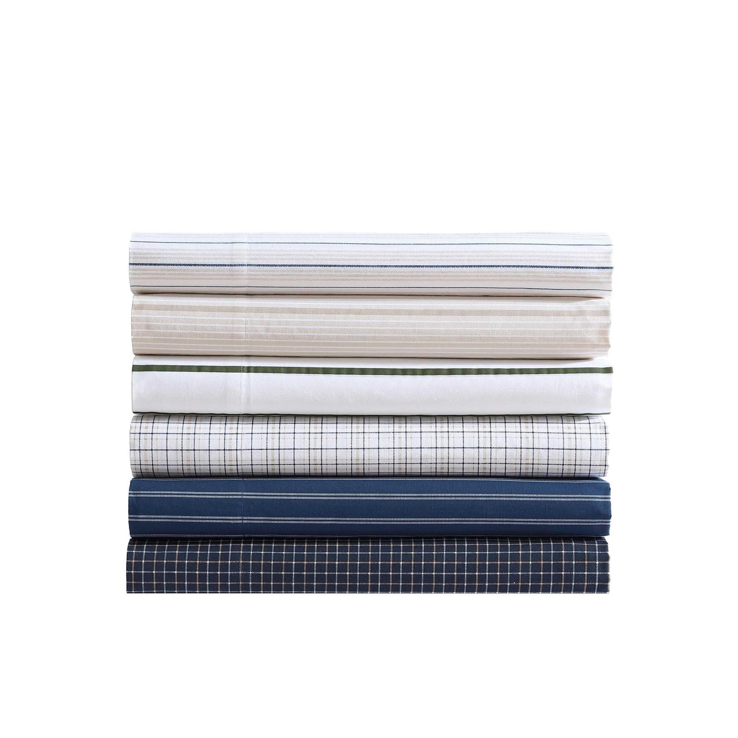 Nautica - Queen Sheets, Premium Cotton Percale Bedding Set, Striped Home Decor, Oeko-Tex Certified (Richmond Stripe Blue, Queen)
