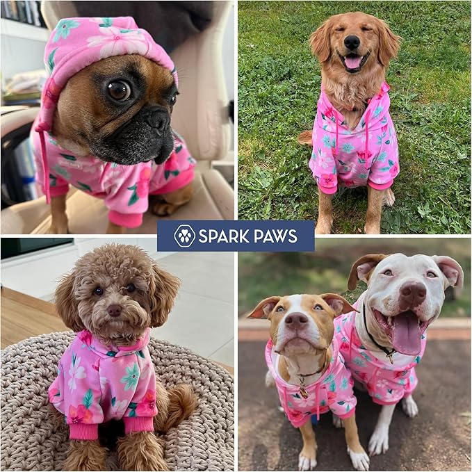 Spark Paws Dog Hoodie – Premium Dog Sweater for Small, Medium, and Large Dogs | Warm Outfits for French Bulldogs, Pitbull, Puppy, Winter Jacket Alternative - Blossom - S