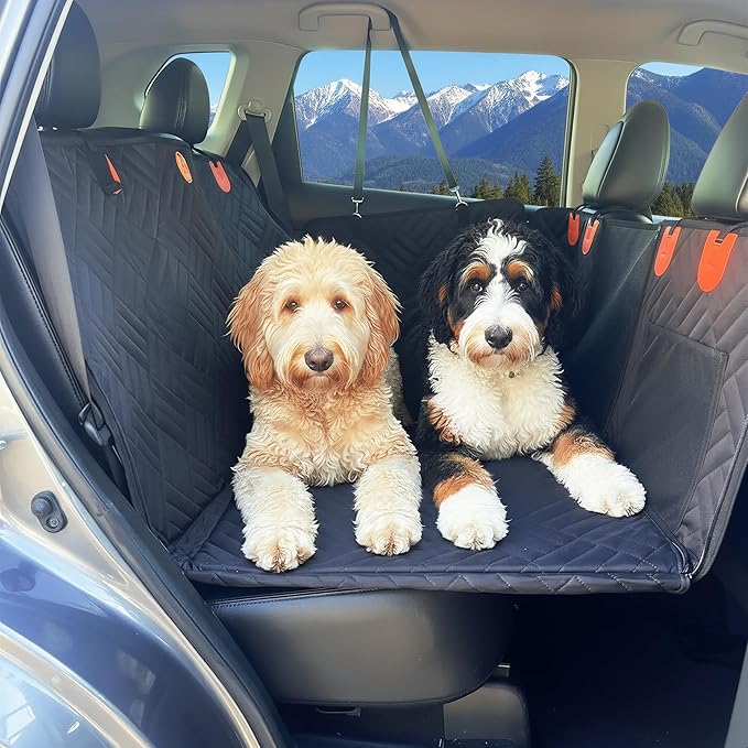 Dog Backseat Extender with Hard Bottom – Waterproof Pet Travel Platform - Nonslip Rear Seat Cover - Car Hammock Bed for Cars SUVs & Small Trucks