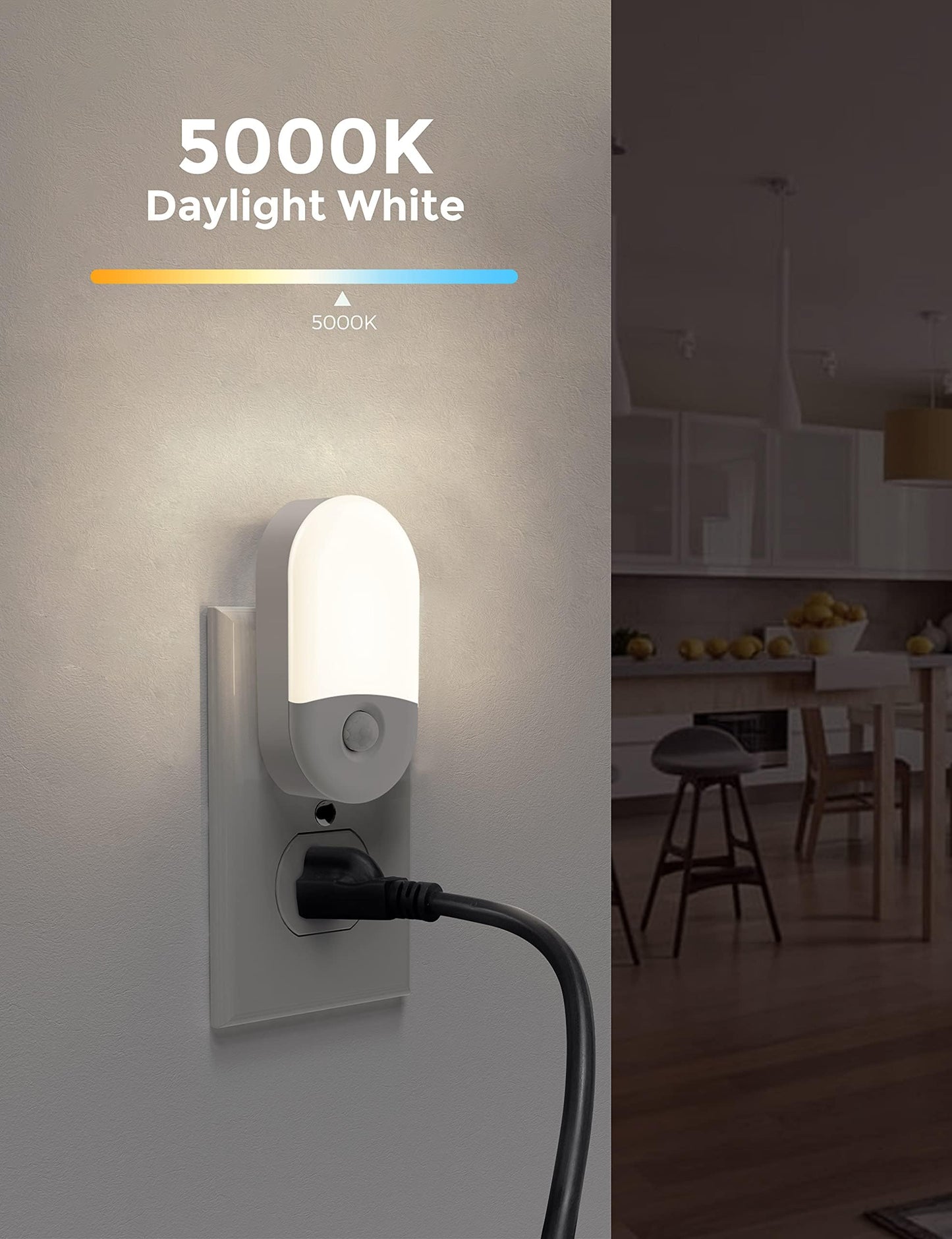 L LOHAS LED Night Light, Adjustable Brightness Night Light, Daylight Bright White Nightlight Plug in for Nursery Kids Bedroom Bathroom Nightlight, 4 Pack