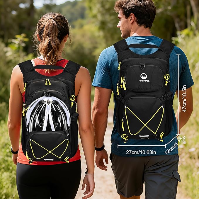 ONETOALL Hydration Backpack 22L, Hiking Backpack with 2L Leakproof Bladder, Sewn-in Rain Cover, Insulated Compartment for Men & Women Running, Cycling, Camping