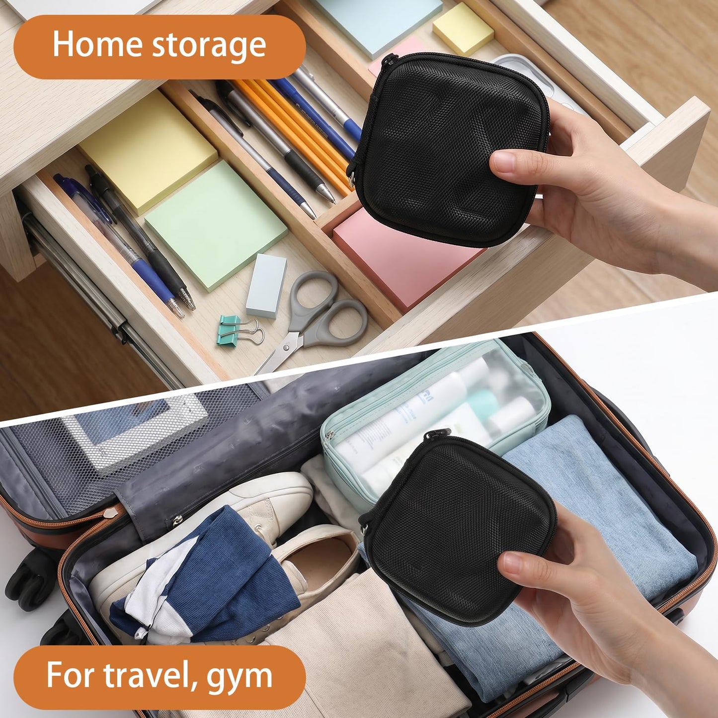 moheaaei 6 Pack Single Hard Watch Travel Case, Black Hard Watch Travel Box Bulk for Men, Portable Organizer with Custom Pillow Fits Wristwatches & Smartwatches up to 55mm, Durable EVA Protection