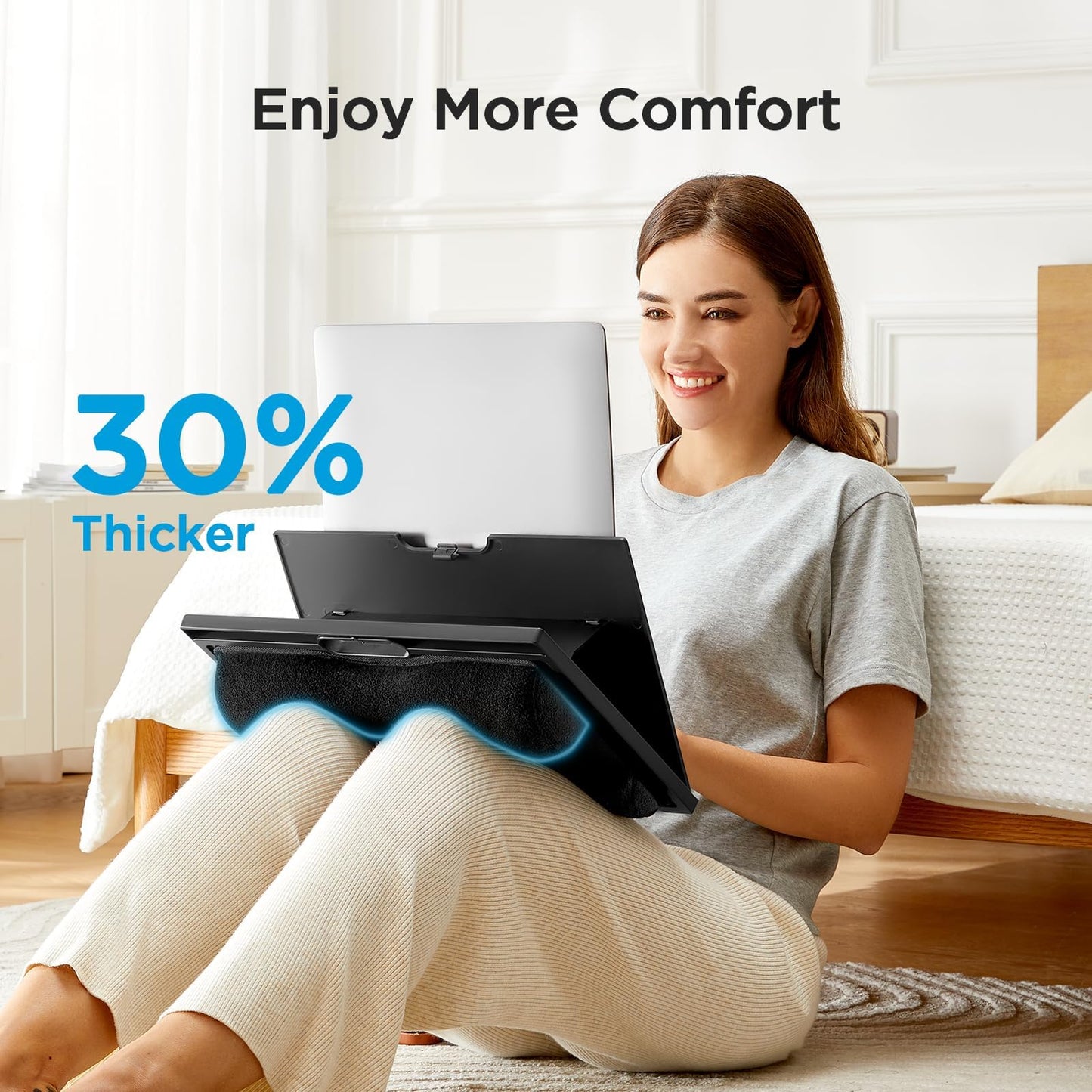 HUANUO Lap Desk, Portable Laptop Stand Fits Up to 15.6 Inch Laptops, Adjustable with 8 Angles Lap Desks for Adults - Dual Cushion Desk for Sofa, Bed, Car or Work Table