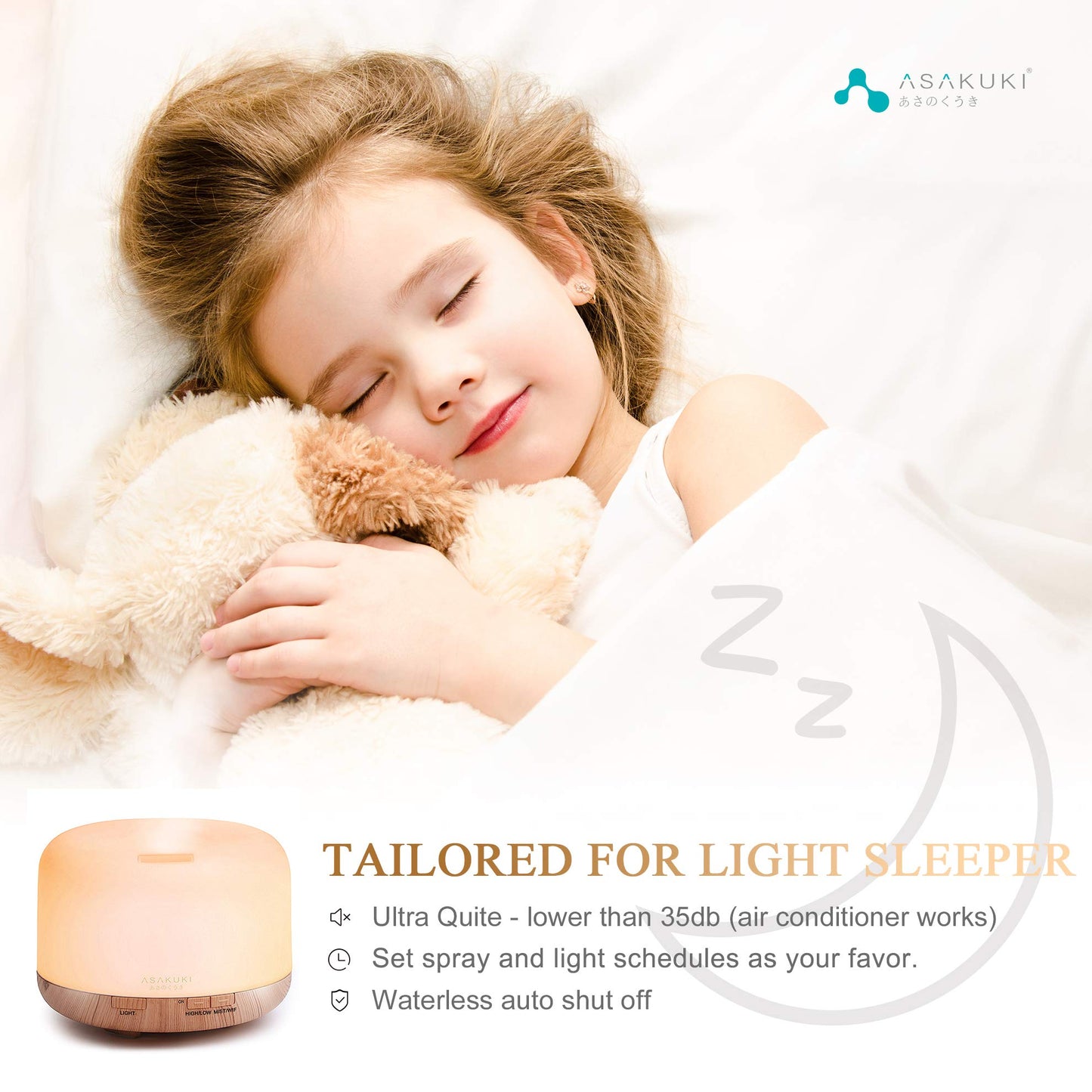 ASAKUKI Smart Wi-Fi Essential Oil Diffuser, App and Voice Control Compatible with Alexa, 500ml Aromatherapy Humidifier for Relaxing Atmosphere in Home Office Bedroom (Light Brown)