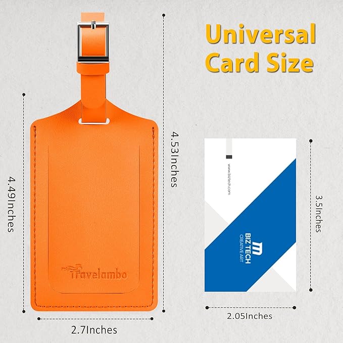 Travelambo 26 Pack Luggage Tags Faux Leather for Suitcases Travel Bag Labels with Protection Cover ID (Orange)