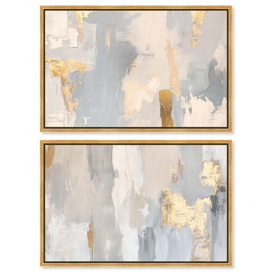 Neutral Luxe Living Canvas Print Wall Art Set of 2 by Art Remedy, Gold Frame, 30 x 20