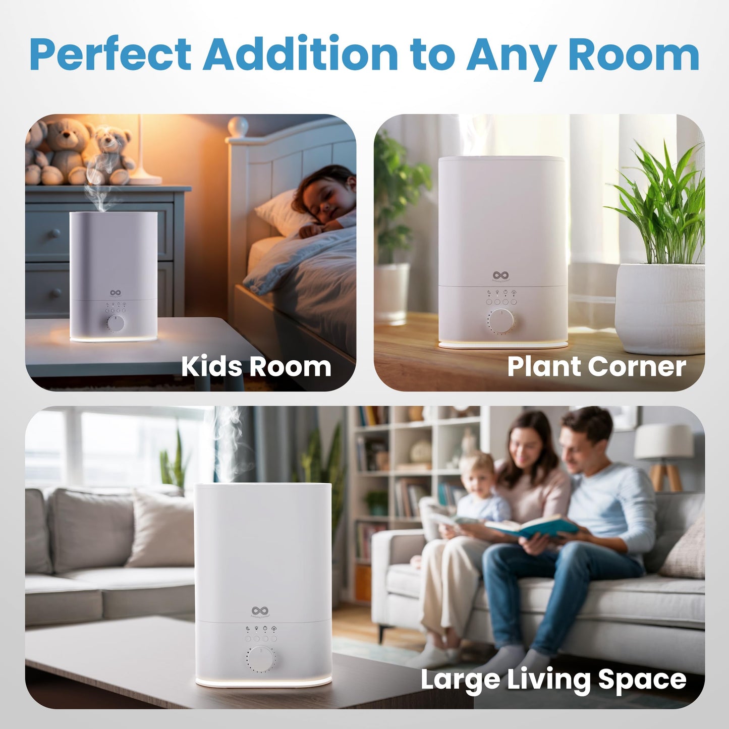 Everlasting Comfort 6L Humidifier Large Room, High Mist Output 60 HR Runtime Ultrasonic Top Fill Humidifiers for Bedroom, Easy to Use & Clean for Home, Baby Humidifier, Plants, Congestion, Indoor