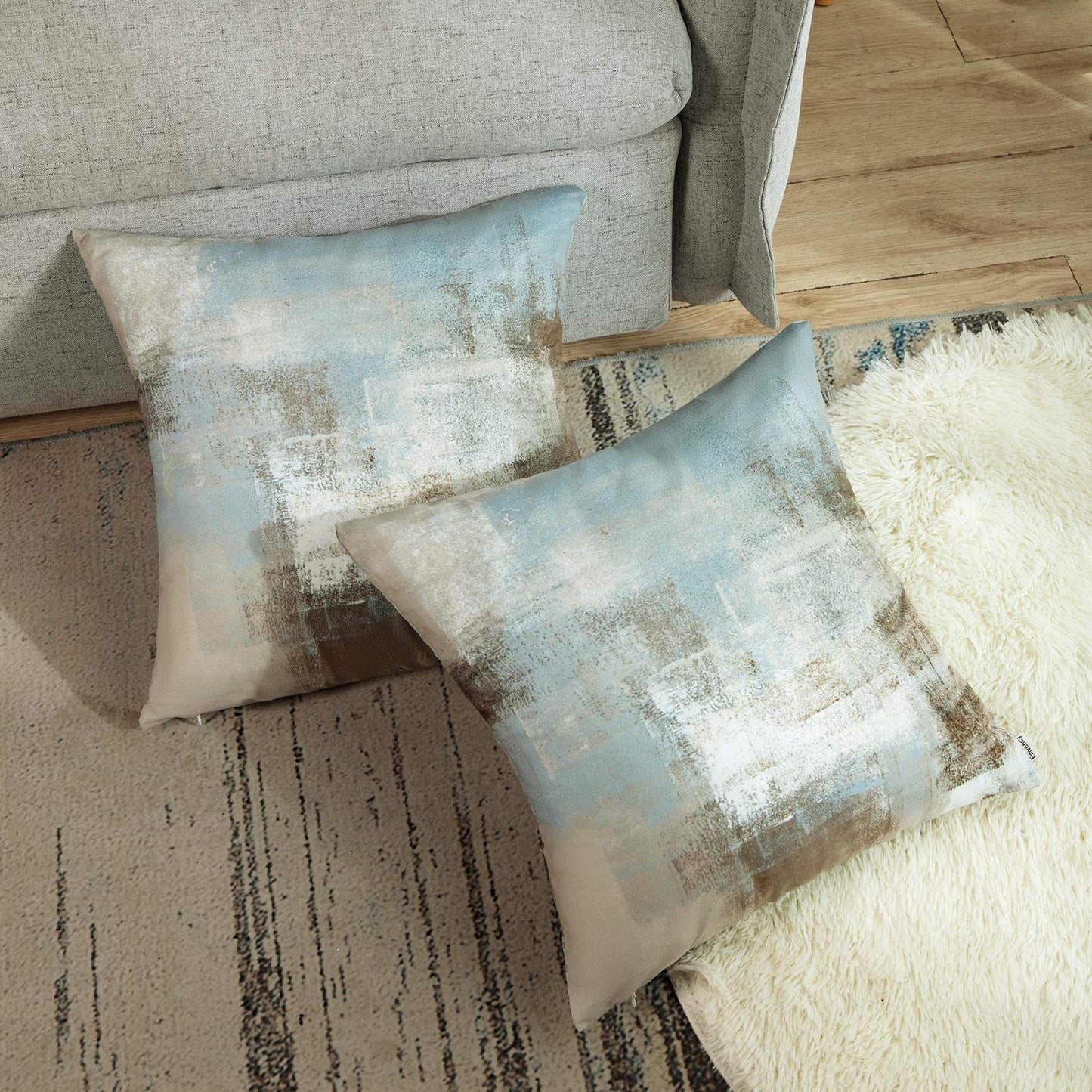 Britimes Throw Pillow Covers Modern Home Art Decor, 20 x 20 Inches Set of 2 Pillow Cases Decorative, Abstract Oil Painting Pillowcases for Bedroom, Living Room, Cushion Couch Sofa, Grey Beige