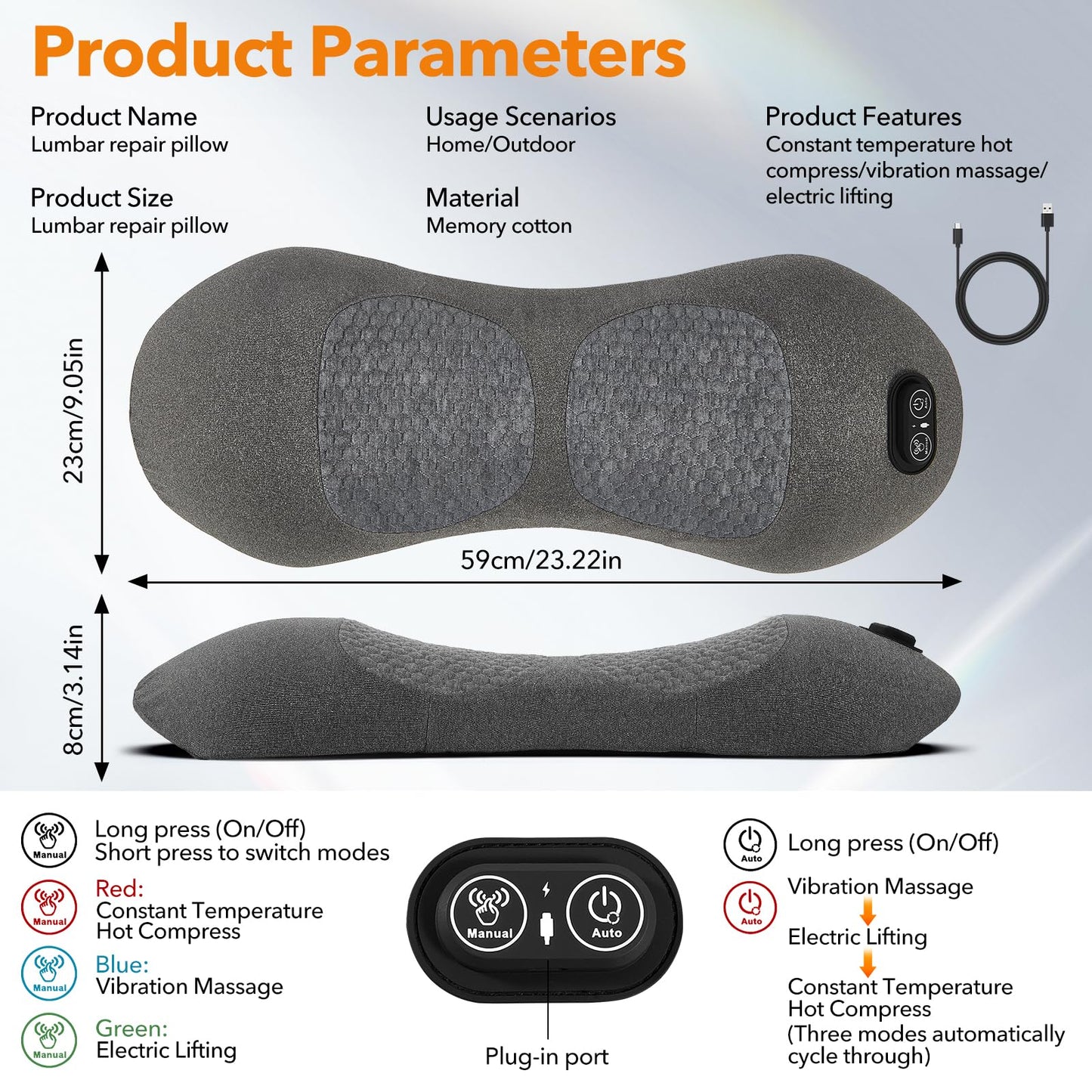 GIFEY Smooth Triple Fusion Back Massager with Heat - Sciatica Pain Relief & Spine Decompression Device, Deep Tissue Massager for Lower Back Pain, Office Chair and Home Use for Chronic Pain Solution