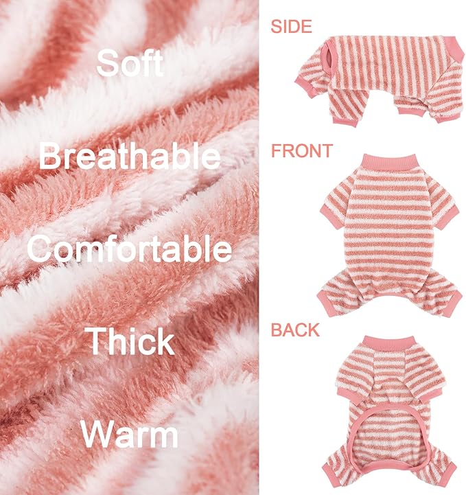 XPUDAC Stripe Dog Sweater Fleece Dog Pajamas Winter Pet Clothes for Small Medium Dogs Girl Boy Doggy Apparel for Cold Weather, XL
