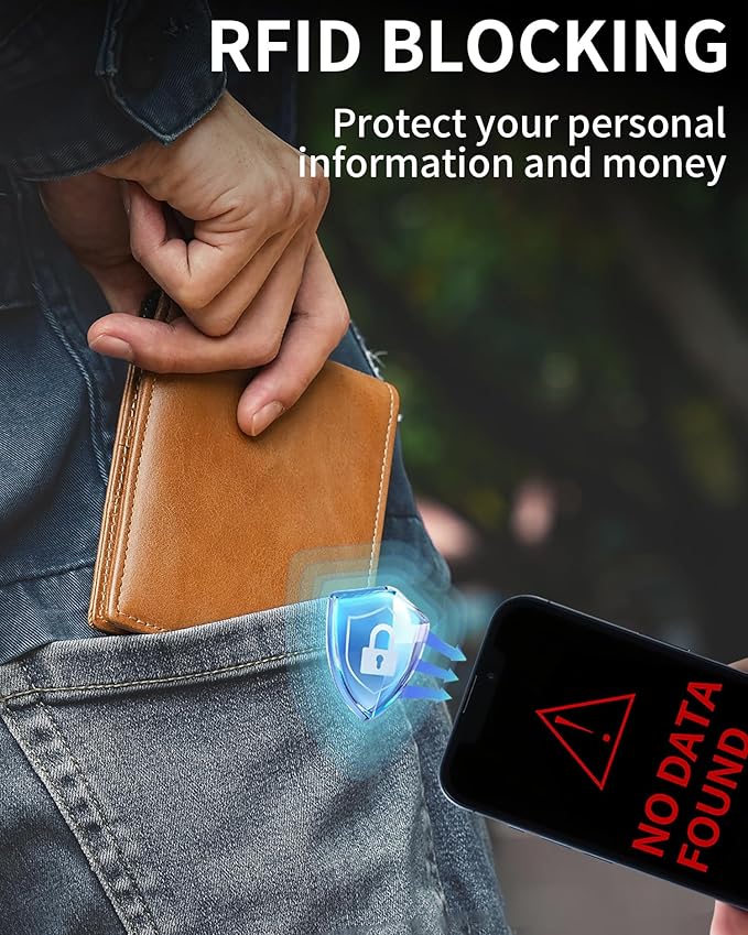 Artpaxy Mens Wallet Bifold Genuine Leather RFID Blocking Wallet for Men with 1 ID Windows 13 Card Holders 2 cash pockets 1 Gift Box