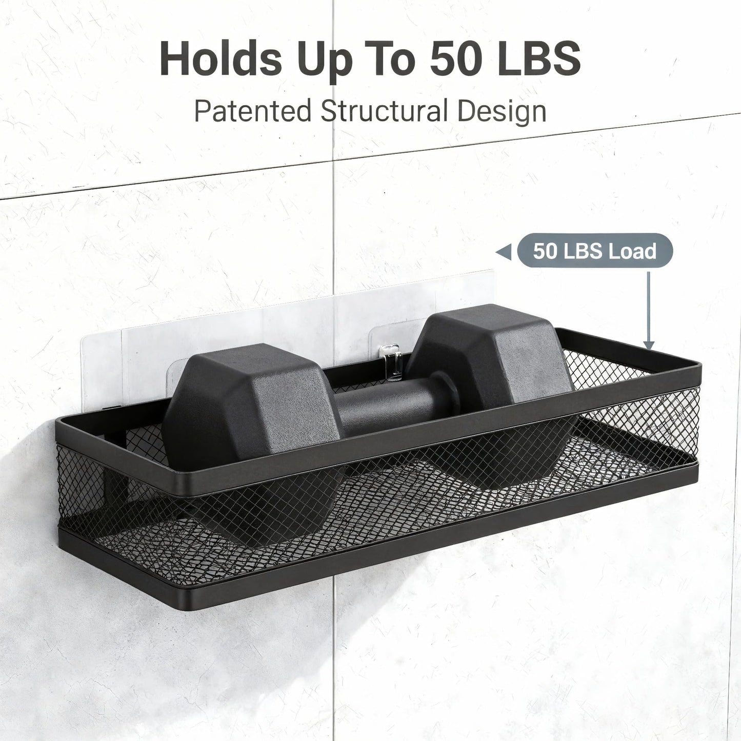 PUSDON 16.5-Inch Extra Long Slim Mesh Shower Caddy, Wall Mounted Bathroom Organizer with Adhesive, Heavy Duty Rustproof Shelf for Narrow Kitchen Pantry & RV, Holds 50 LBS 2-Pack - Matte Black Netting