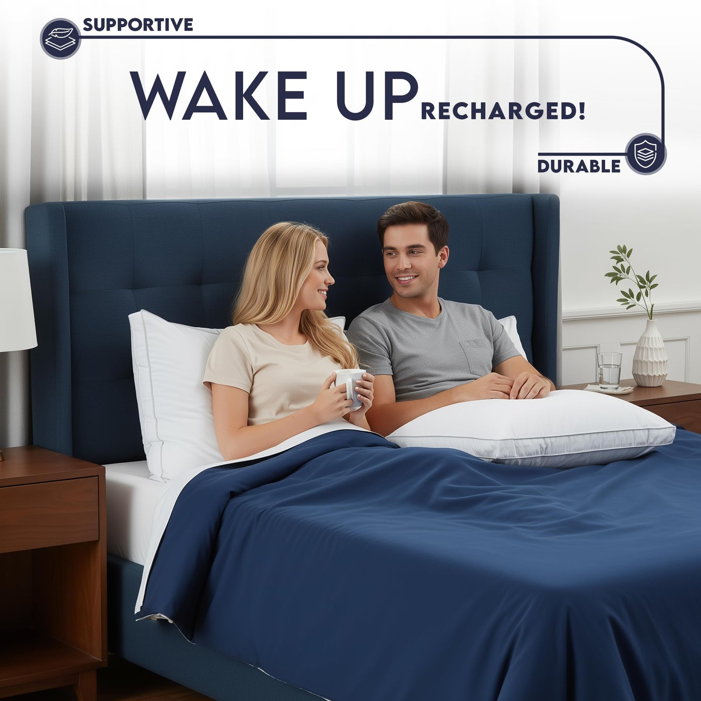 Utopia Bedding Bed Pillows for Sleeping King Size (White), Set of 2, Soft & Fluffy Pillow with Down Alternative Filling, Cooling, Hotel Quality, Gusseted Pillow for Back, Stomach or Side Sleepers