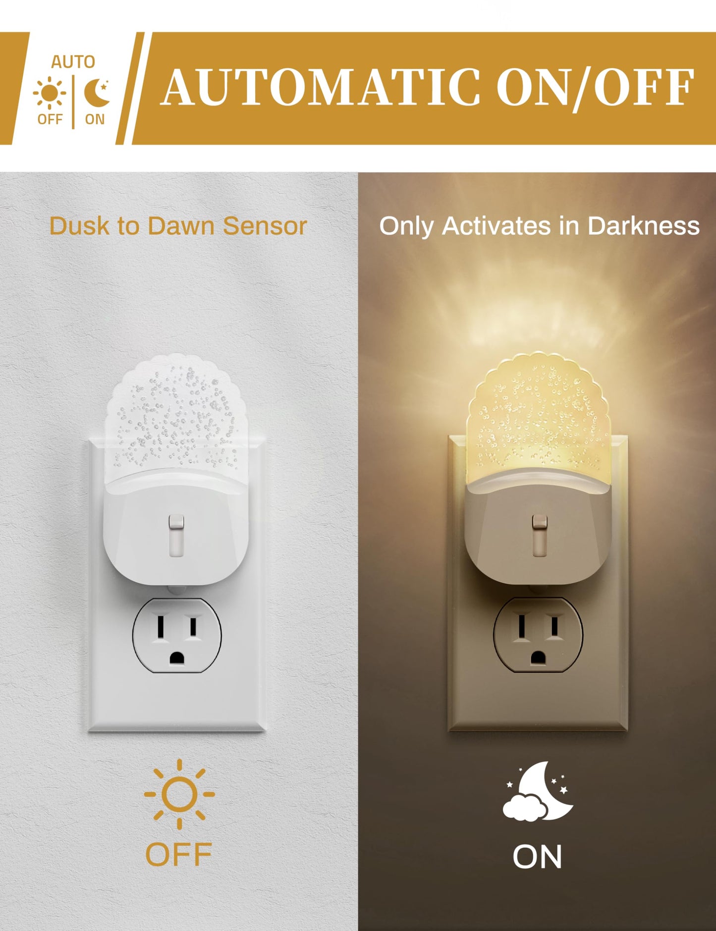 DORESshop LED Night Light, Baby Night Lights [2 Pack], Plug in Night Light with Auto Dusk to Dawn Sensor, Adjustable Brightness NightLight for Kids, Bathroom, Bedroom, Nursery Room, Soft White 3000k