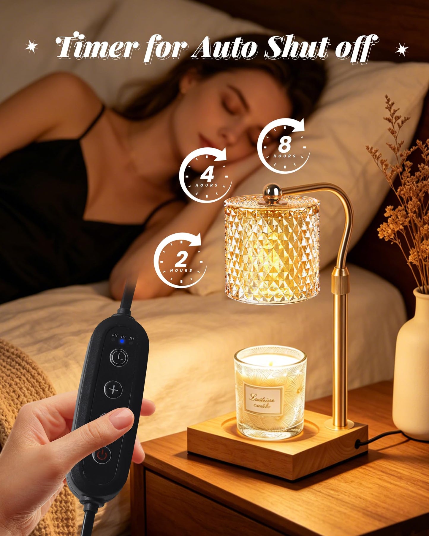 Linstaine Candle Warmer Lamp with Timer Dimmer Adjustable Height, Mothers Day Gifts for Mom, Birthday Gifts for Women, House Warming New Home Decor, Electric Wax Warmer for Jar Candles, Gold