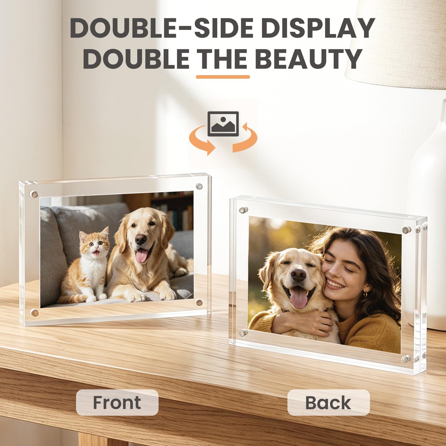 upsimples 4x6 Picture Frame Acrylic, Clear Magnetic Floating Photo Frames, Double-Sided Free Standing Display for Tabletop or Home Decor, Great for Ultrasound & Pressed Flowers, 6 Pack