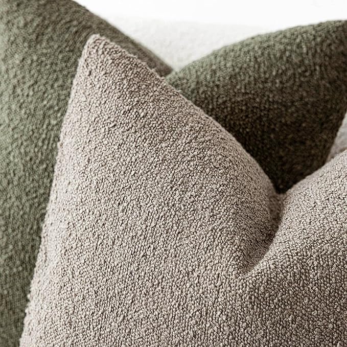 Foindtower Decorative Textured Boucle Throw Pillow Covers Accent Solid Lumbar Pillow Cases Neutral Soft Cozy Couch Cushion Case for Chair Sofa Bedroom Living Room Home Decor 12x20 Inch,1PC,Light Taupe