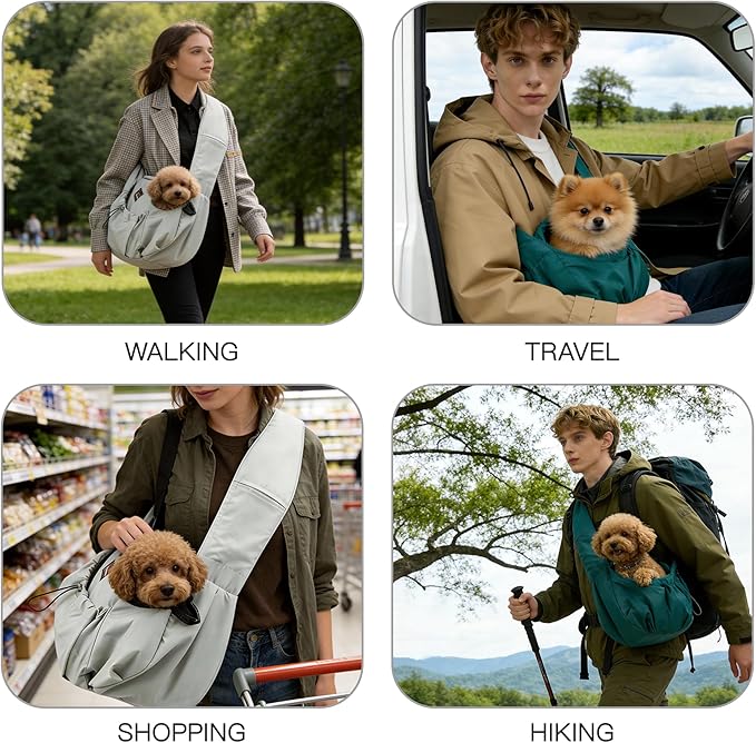 Dog Carrier Sling, Puppy Carrying Backpack Pet Purse with Storage Pockets, Multiple Safety Features Dogs and Cats Harness, Adjustable Shoulder Strap, Suitable for Under 20 lbs (Blue)