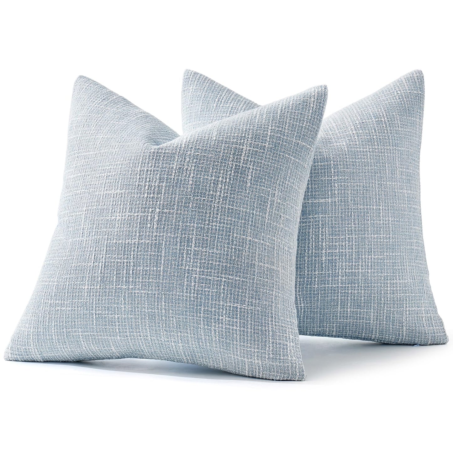 MIULEE Burlap Linen Spring Throw Pillow Covers 18x18 Inch Set of 2 Coastal Light Blue Farmhouse Decorative Pillows Modern Soft Accent Cushion Covers for Couch Sofa Bedroom Livingroom Home Decor
