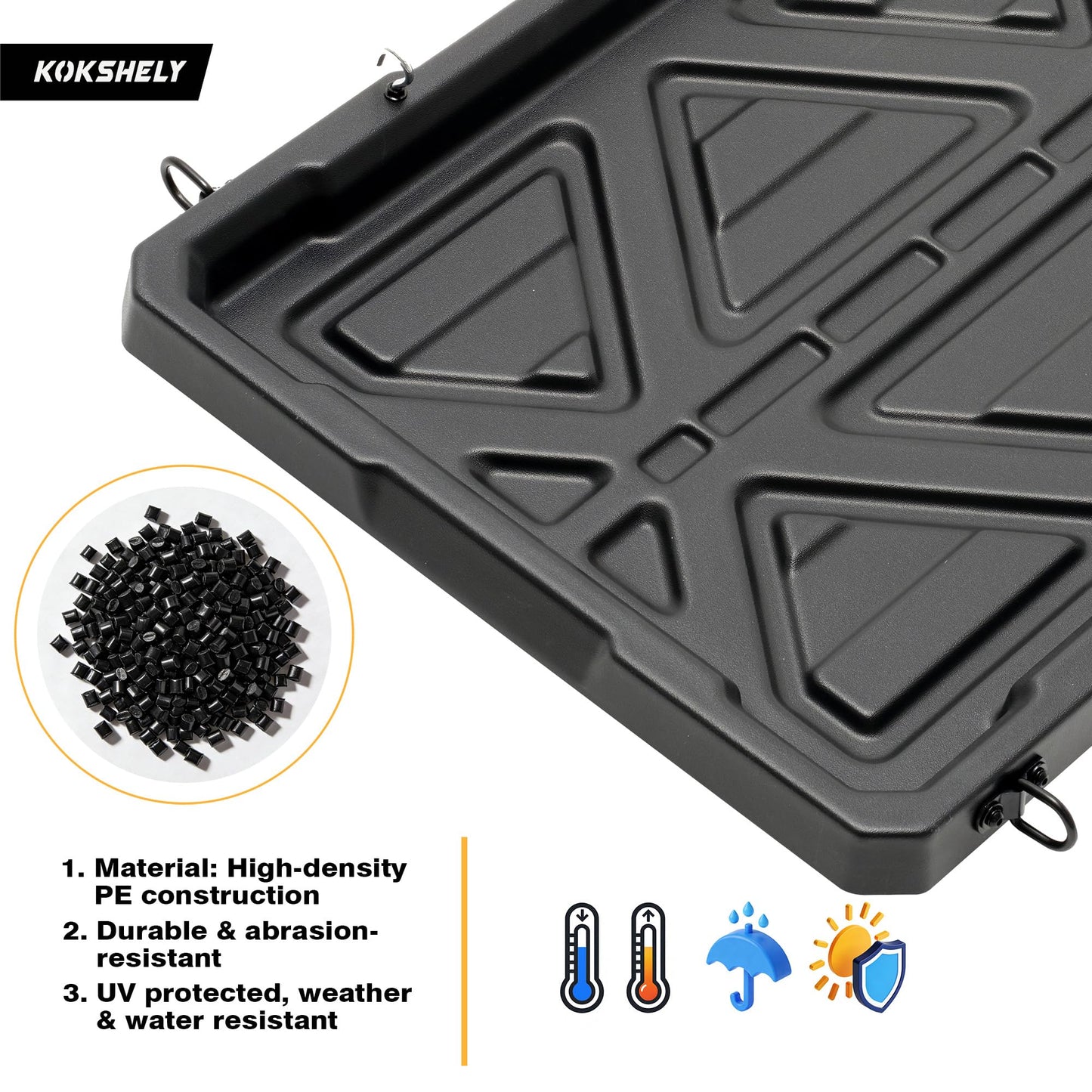 KOKSHELY Slide-Out Truck Bed Tray, 61.72" Lx 46.25" W Size Truck Bed Organizer Tray for 5’7’’+ Long Beds, Sliding Truck Cargo Tray Fits Most Full-Size Pickups, with Elastic Cargo Net & Open Hooks