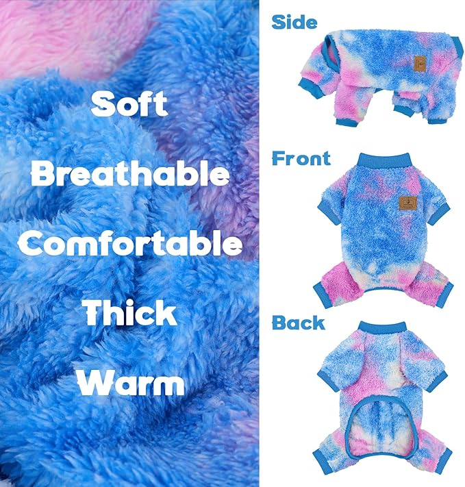XPUDAC Dog Sweater, Dog Winter Clothes for Small Medium Dogs Girl Boy Fleece Doggy Pajamas for Winter Christmas, Tie-Dye01, X-Large