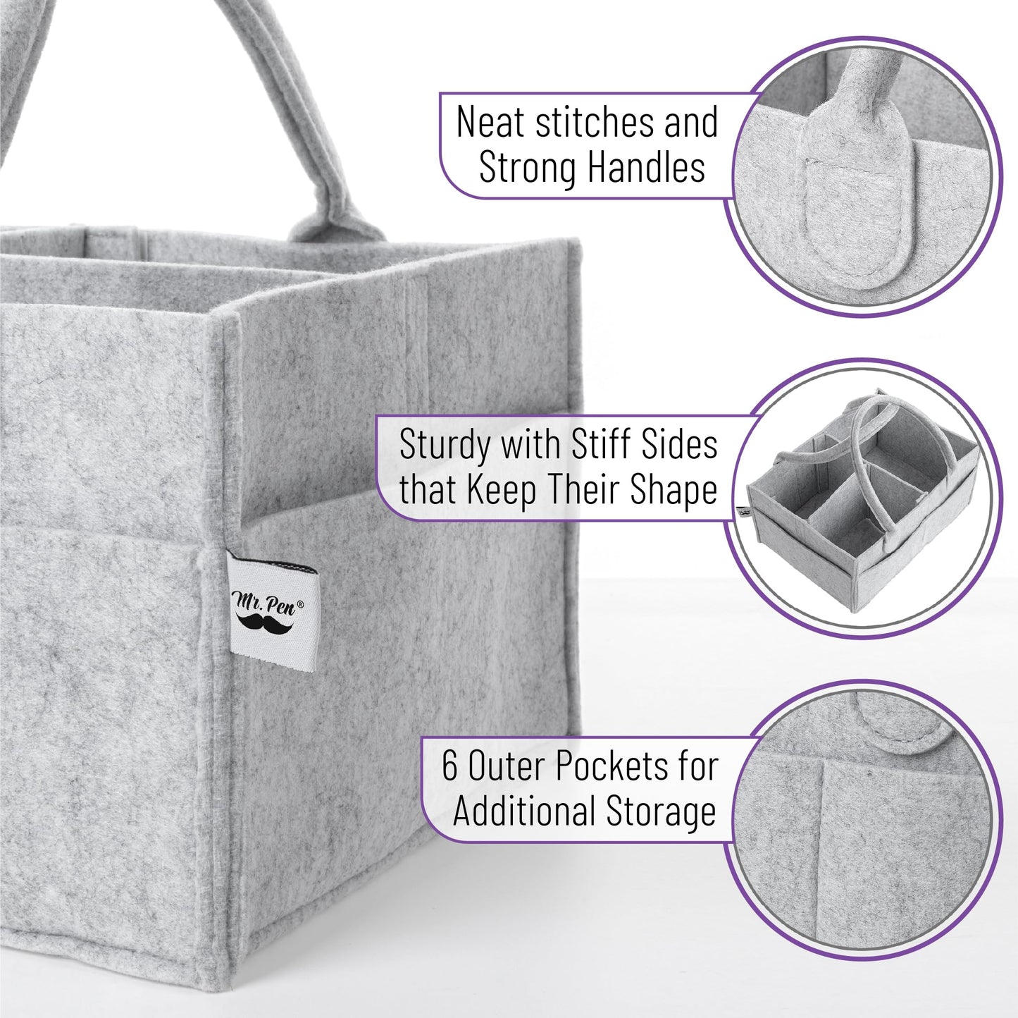 Mr. Pen- Baby Diaper Caddy Organizer, Gray, Medium