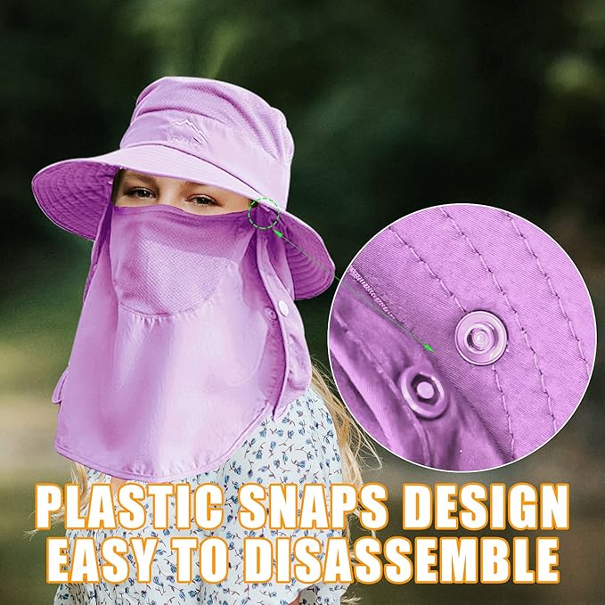 Fishing Hat for Men & Women, Outdoor UV Sun Protection Wide Brim Hat with Face Cover & Neck Flap