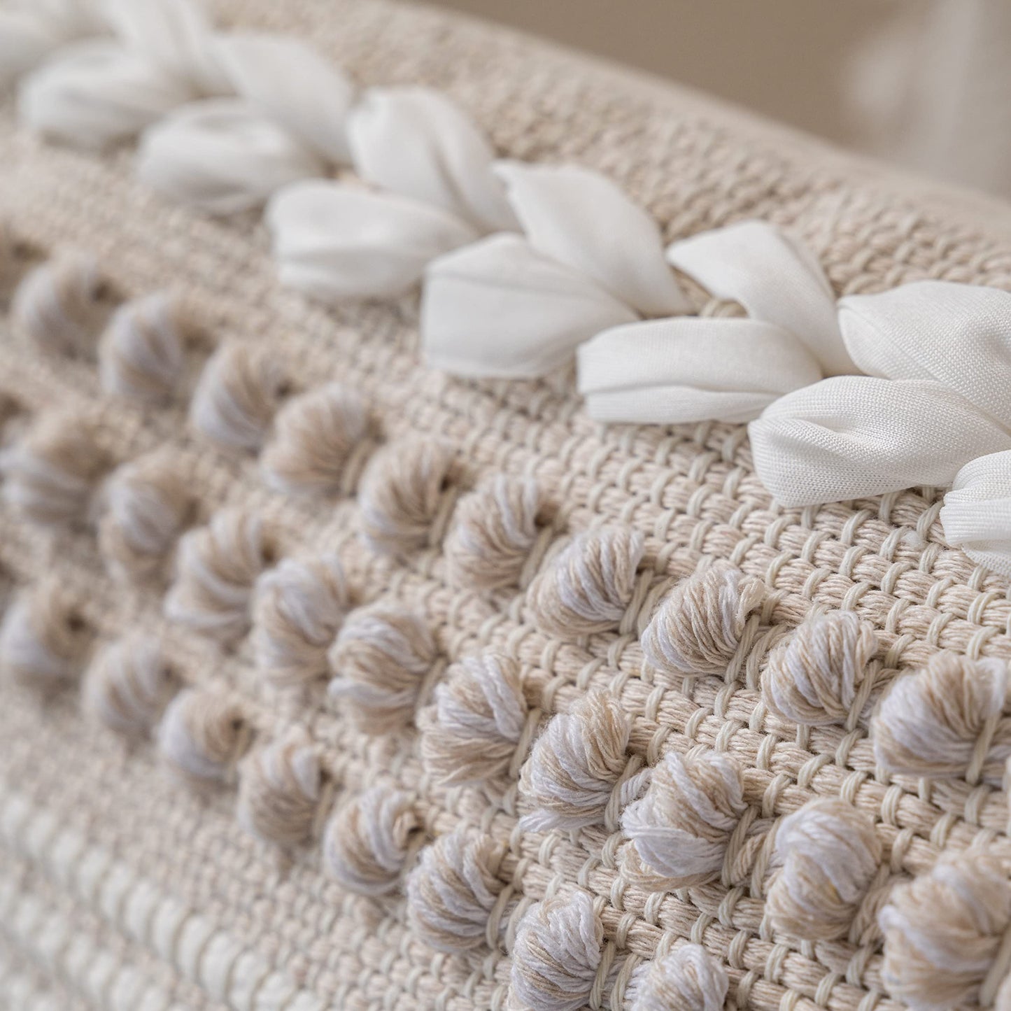 BlissBlush Cream Decorative Lumbar Throw Pillow Cover 14x36 Boho Long Cushion for Bed Neutral Beige White Accent Modern Farmhouse Pillowcase for Bedroom Living Room Couch Sofa Home Décor Cover ONLY
