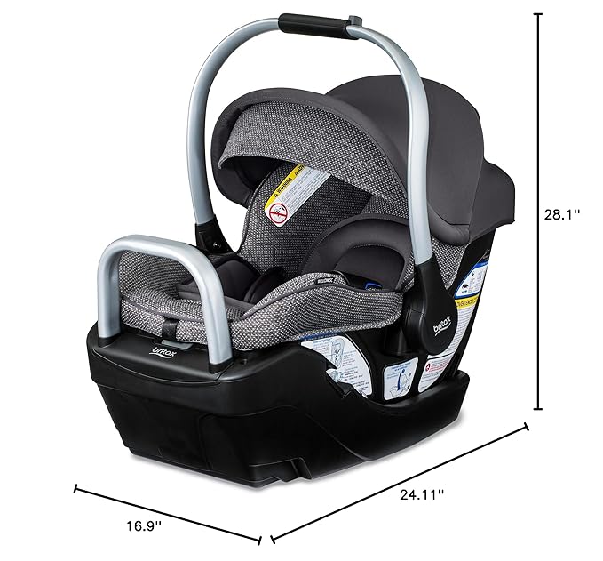 Britax Willow SC Infant Car Seat, Rear Facing Car Seat with Alpine Base, ClickTight Technology, RightSize System, Pindot Stone