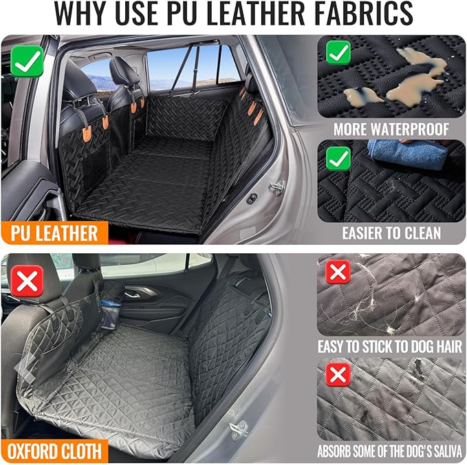 Dog Back Seat Extender,Backseat Pet Cover for Dogs,Rear Dog Car Seat Cover for Back Seat,Hard Bottom Car Seat Cover for Dogs, Dog Hammock for Car