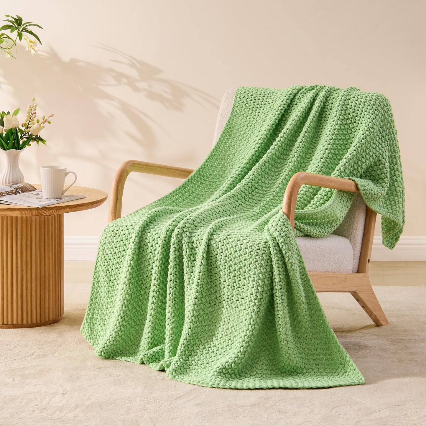 BEDELITE Cozy Chunky Cable Knit Throw Blanket for Couch