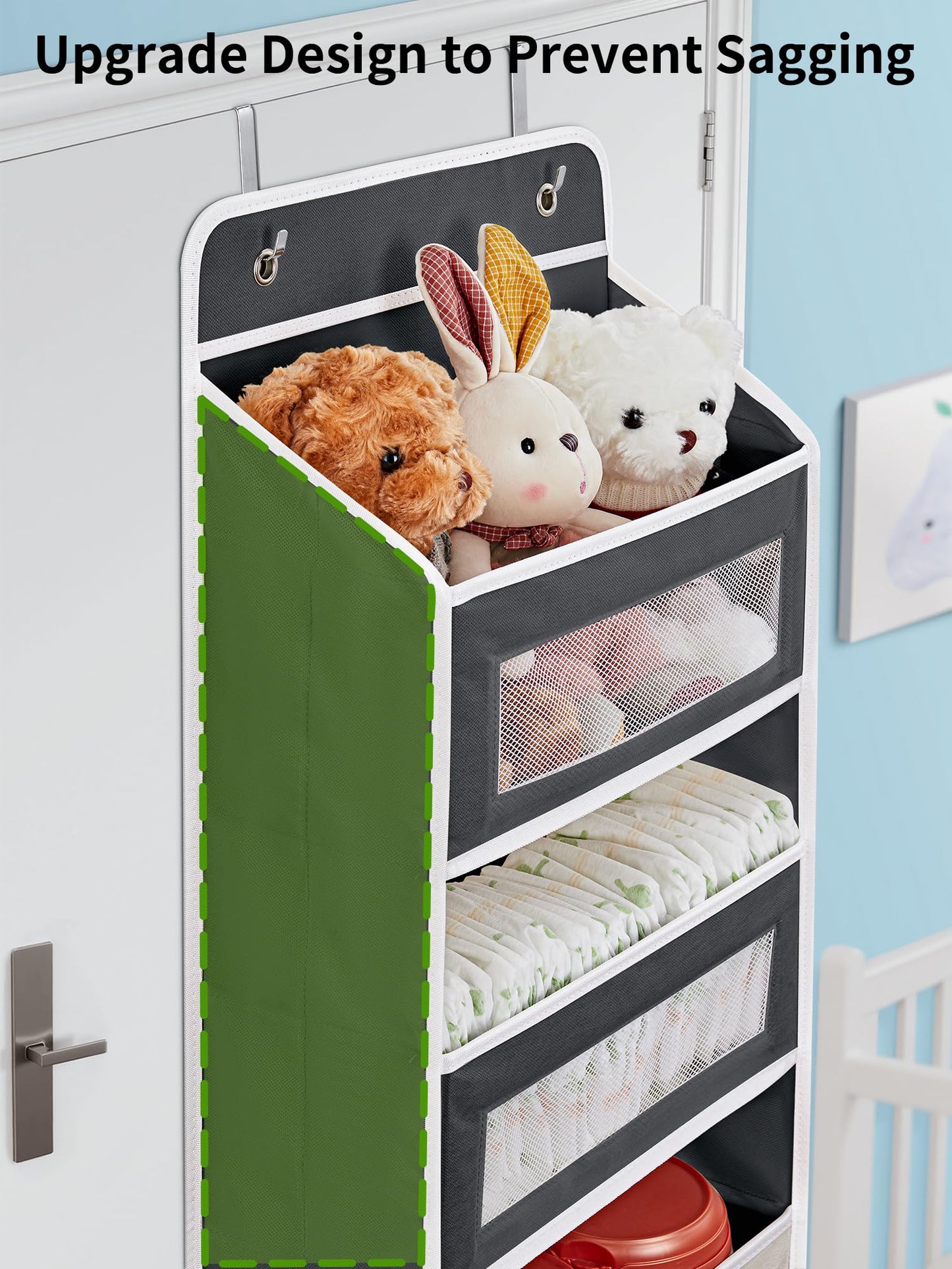 JARLINK Over the Door Organizer Storage, 5 shelf Hanging Organizer with 5 Large Capacity Pockets, Anti Tilt 44 lb Load Behind Door Storage for Bedroom, Bathroom, Pantry, Nursery, (Black)