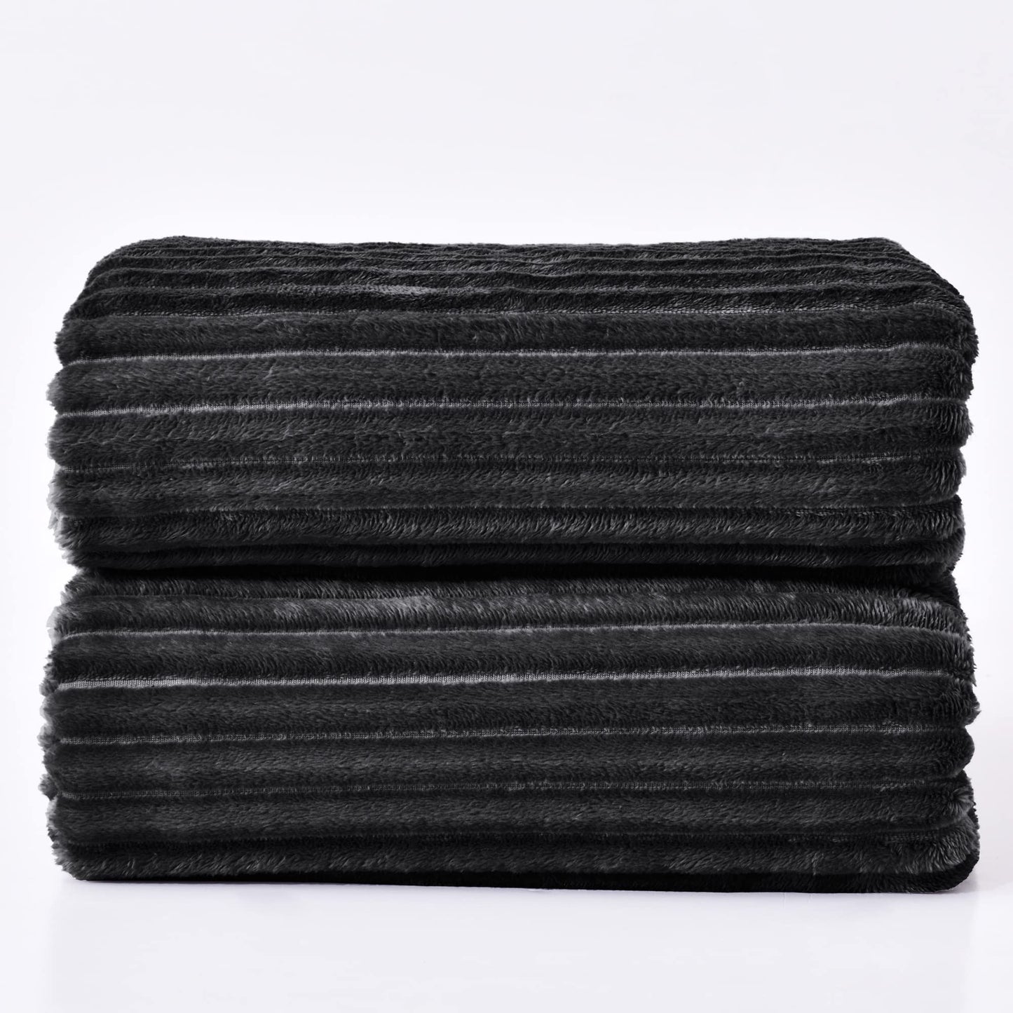 BEDELITE Fleece Blanket King Size – 3D Ribbed Jacquard Soft and Warm Decorative Fuzzy Blankets – Cozy, Fluffy, Plush Lightweight Throw Blankets for Couch, Bed, Sofa(Black, 108x90 inches)