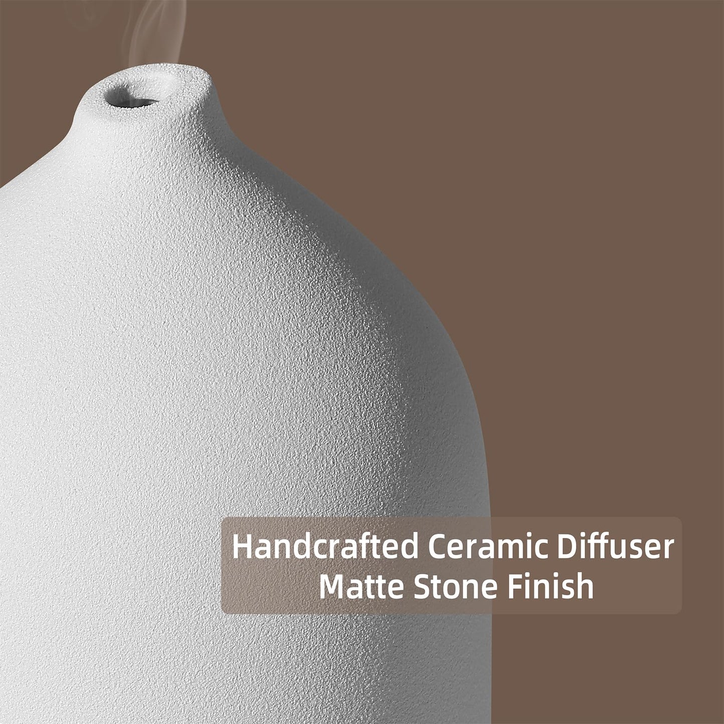 Gooamp 200ML Ceramic Essential Oil Diffuser - Ultrasonic Aromatherapy & Humidifier with 7-Color LED Lights, Auto Shut-Off, Wood Grain Base, 1H/3H/6H Timer | Scent for Home, Office, Yoga