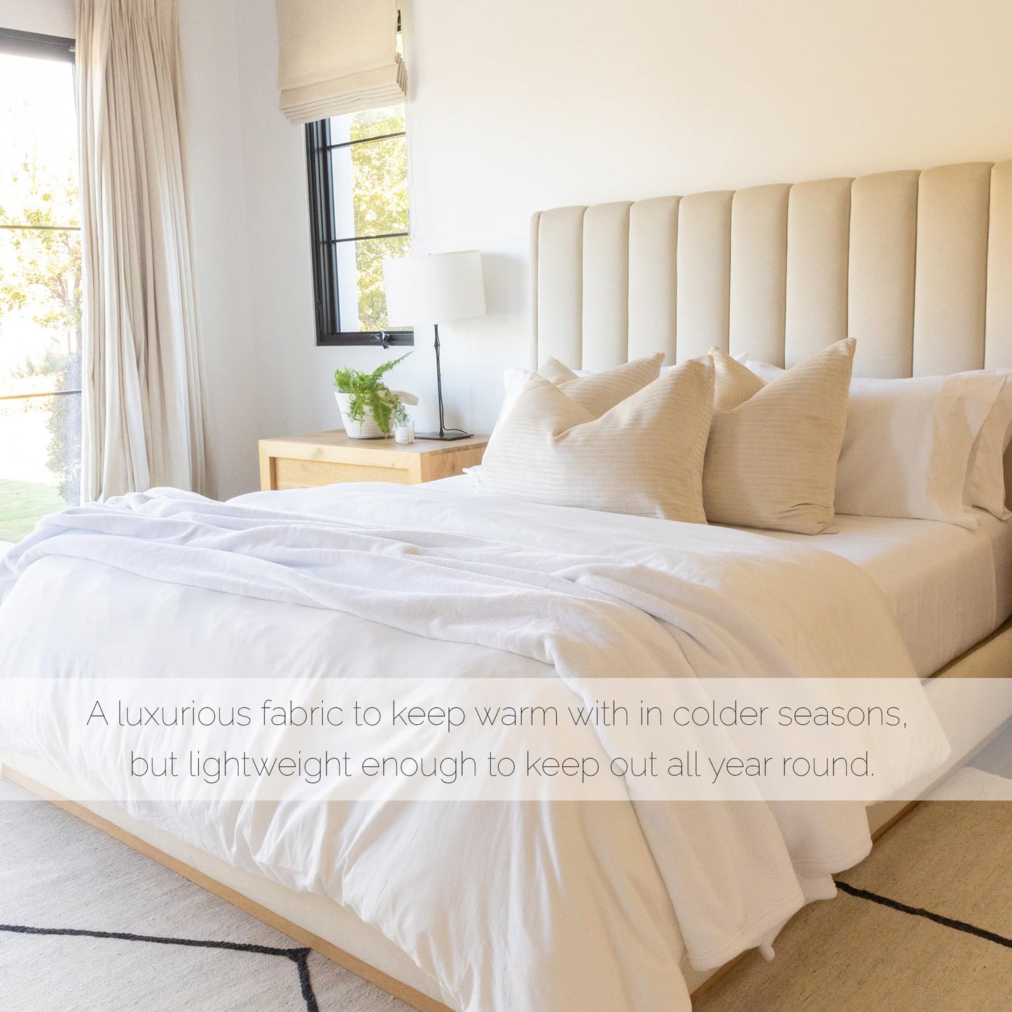Jennifer Adams Ultra-Plush Blanket Queen/Full, Soft and Lightweight Cloud Bed Blankets (White)