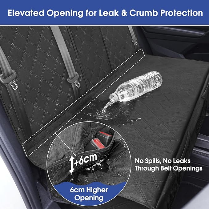 Upgraded 900D Heavy Duty Dog Back Bench Seat Cover, Car Seat Protector, Fits Compact Cars & SUVs, 3 Seatbelts & Armrest Compatible, Waterproof Nonslip Pet Backseat Cover for Dogs & Kids