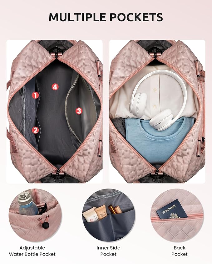 Vogewood Women Gift-Birthday Gifts, Initial Duffle Bags with Shoe Compartment, Girls Weekender Bag, Overnight Tote for Women, Travel Bag with Makeup Pouch (Letter A)