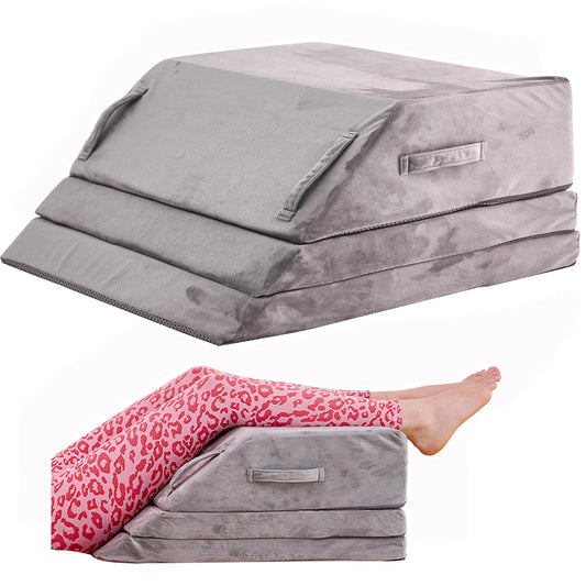 jakoola Wedge Pillow for Sleeping, Bed Wedge Pillow for After Surgery 3-Height Memory Foam Leg Elevation Pillow for Swelling Back Pain Relief Sciatica Knee Ankle Pain Bed Support Legs L 24"