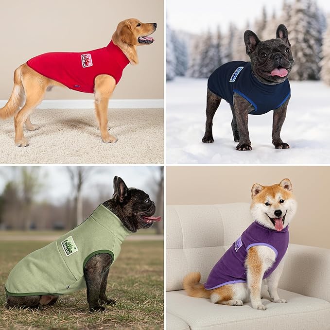 cyeollo Small Dog Sweater, Stretchy Soft Fleece Sweater Pullover Dog Vest Lightweight Turtleneck Warm Winter Doggie Clothes for Puppy Cats Apparel, Navy Blue S