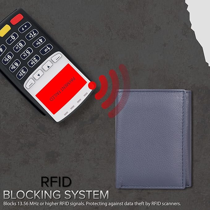 Tri fold Leather Wallet for Men with RFID | Slim Wallets for Men with 1 ID and 6 Credit card slots | Front Pocket Minimalist