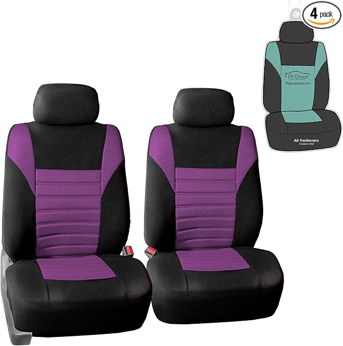 FH Group Automotive Car Seat Covers Front Set Premium 3D Air Mesh Front Seat Covers, Airbag Compatible Universal Fit Interior Accessories for Cars Trucks and SUVs - Purple