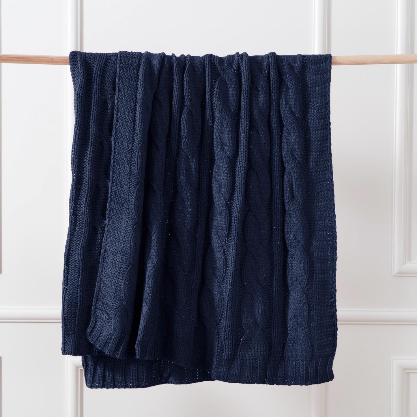 Battilo Navy Cable Knit Throw Blankets for Couch, Super Soft Warm Cozy Decorative Knitted Throw Blanket for Bed, Sofa, Chair 50"x60"