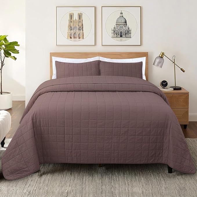 100% Cotton Quilt Sets Oversized King Size - Soft Lightweight Quilt for Bed Bedding Set for Bedroom Decor-Bedspread in Geometric Pattern with 2 Pillow Shams for All Season, 120x120 inches