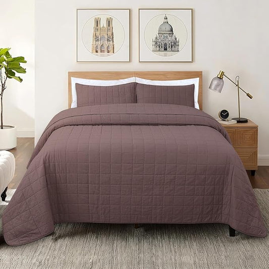 100% Cotton Quilt Sets Cal King Size - Soft Lightweight Quilt Bedding Set for Bedroom Decor-Bedspread in Geometric Pattern with 2 Pillow Shams for All Season, 110x120 inches