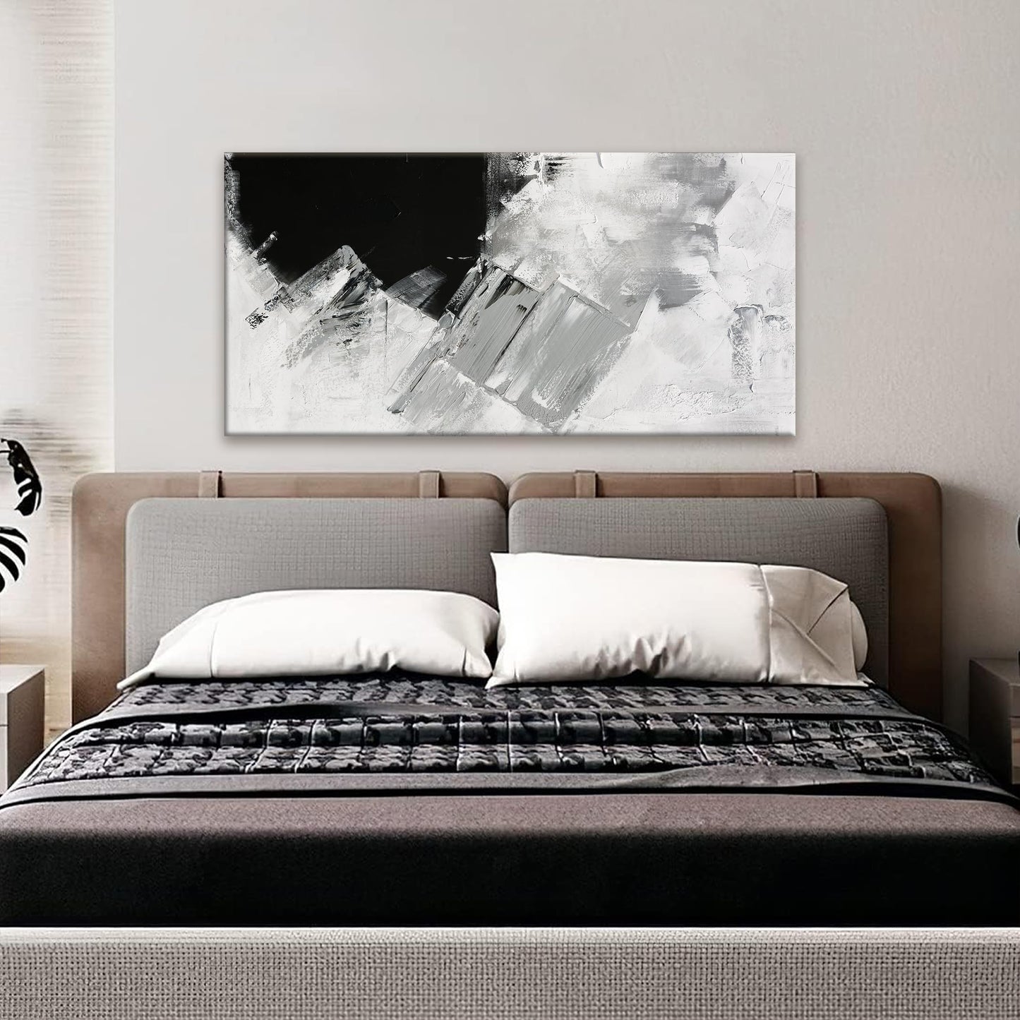 TAIJXAGSG Abstract Canvas Art Wall Decor Painting Home Wall Decor 20x40 Inch Decorations Black Grey Abstract Wall Art Office Canvas Picture For Bedroom Kitchen Office Artwork