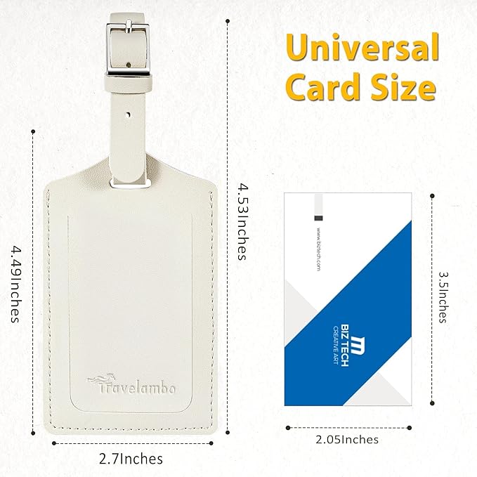 Travelambo 20 Pack Luggage Tags Faux Leather for Suitcases Travel Bag Labels with Protection Cover ID (Ivory)
